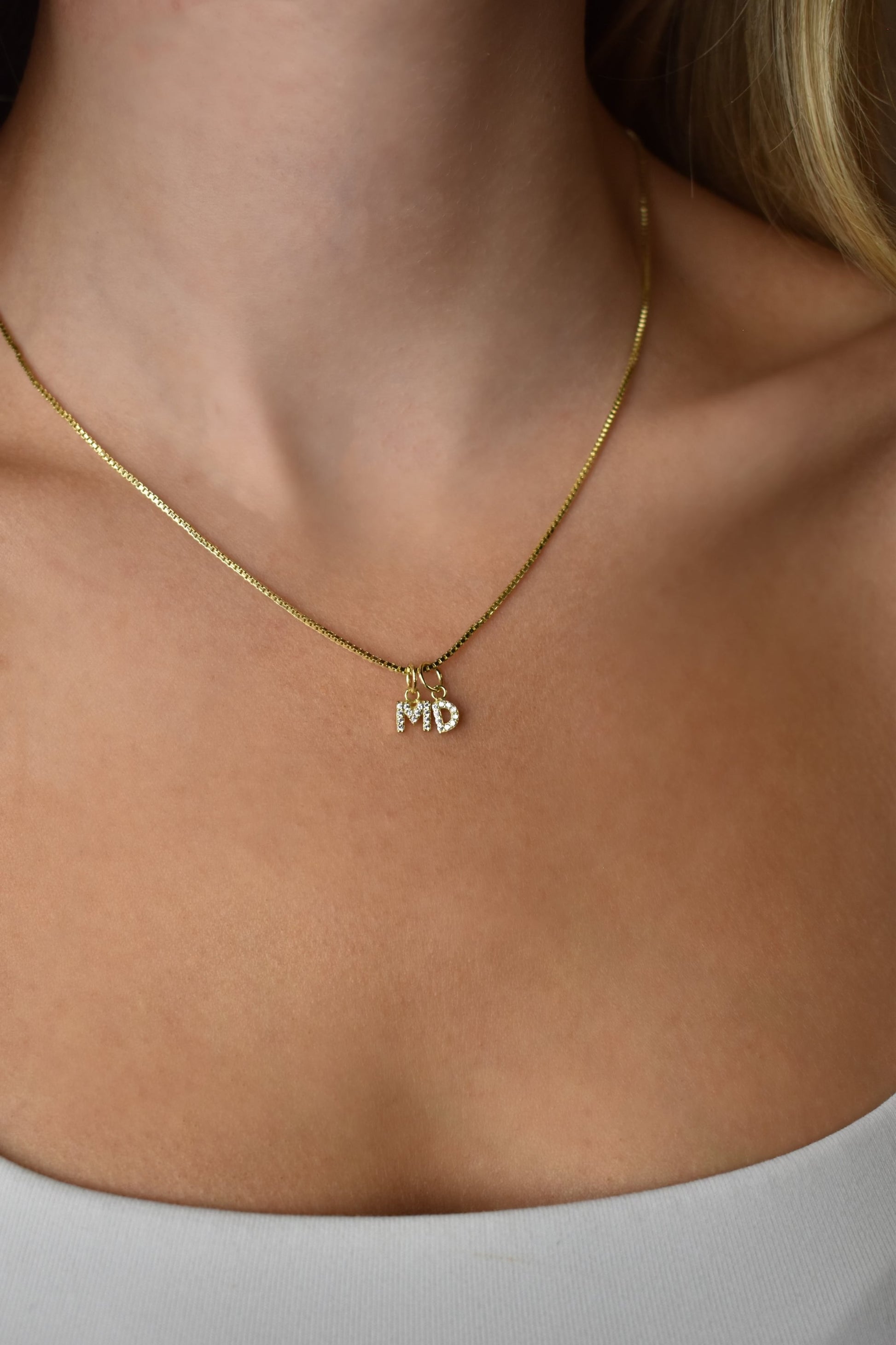 Custom Mini Initial Charm Necklace Sis Kiss 