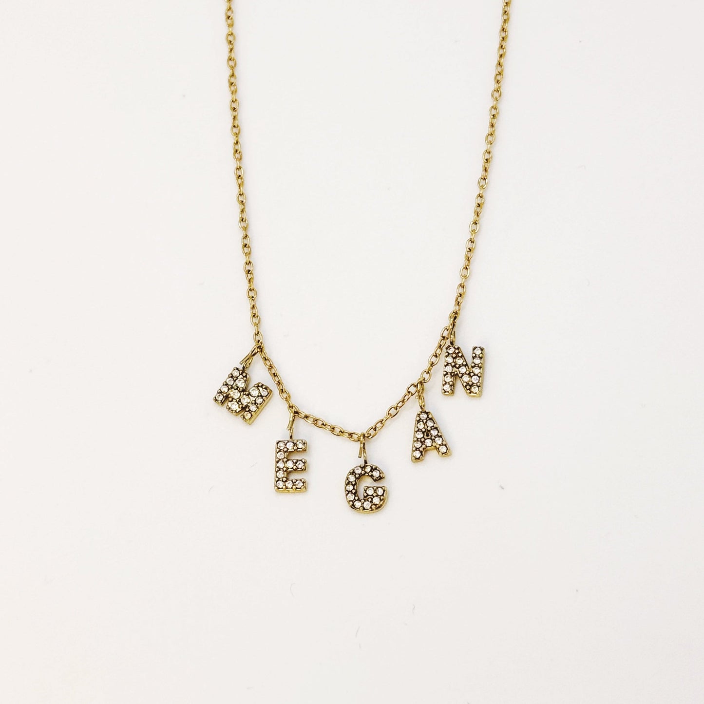 It’s All in a Name® Personalized Necklace JEWELRY Bob, Rena Gold with Crystals - Stainless Steel 