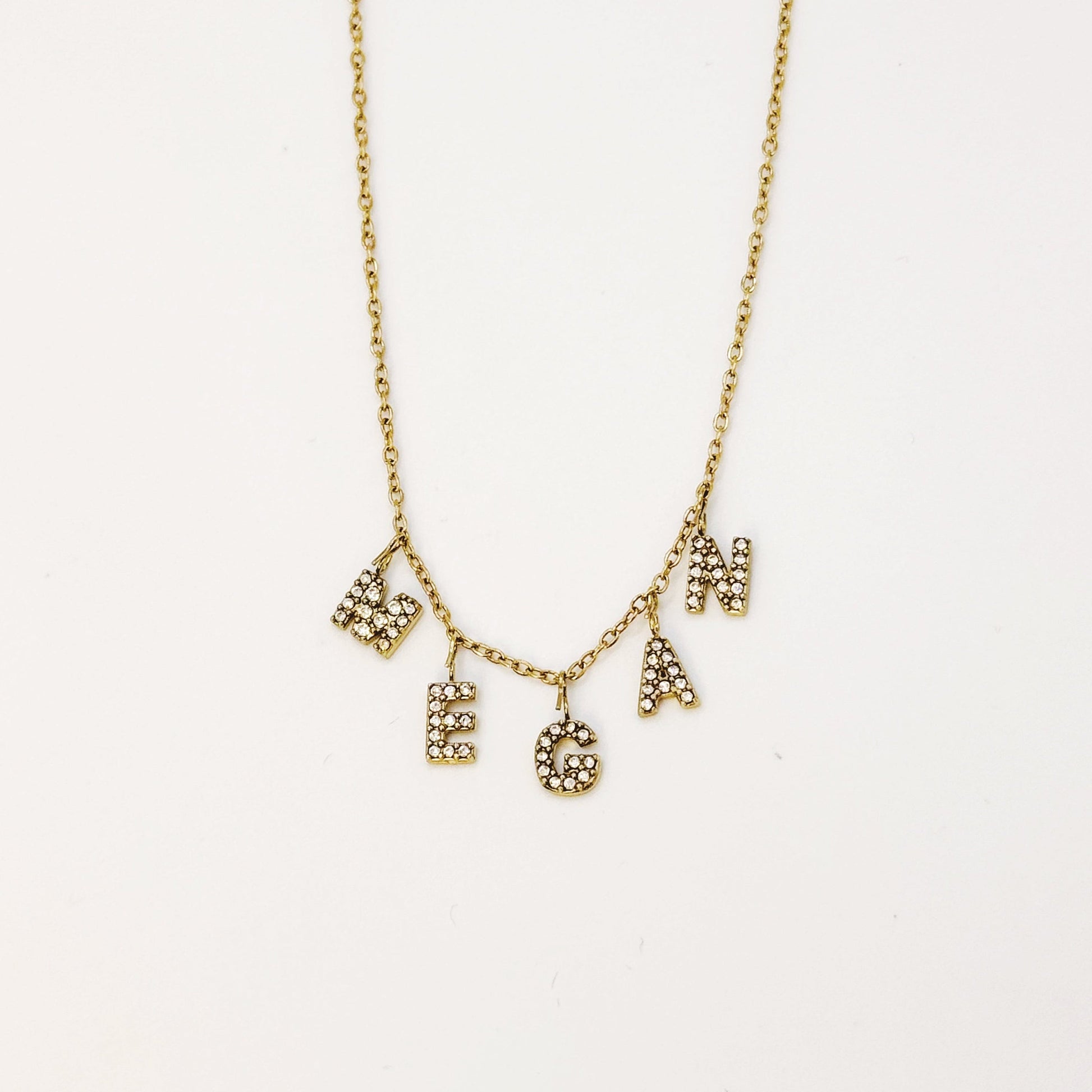 It’s All in a Name® Personalized Necklace JEWELRY Bob, Rena Gold with Crystals - Stainless Steel 