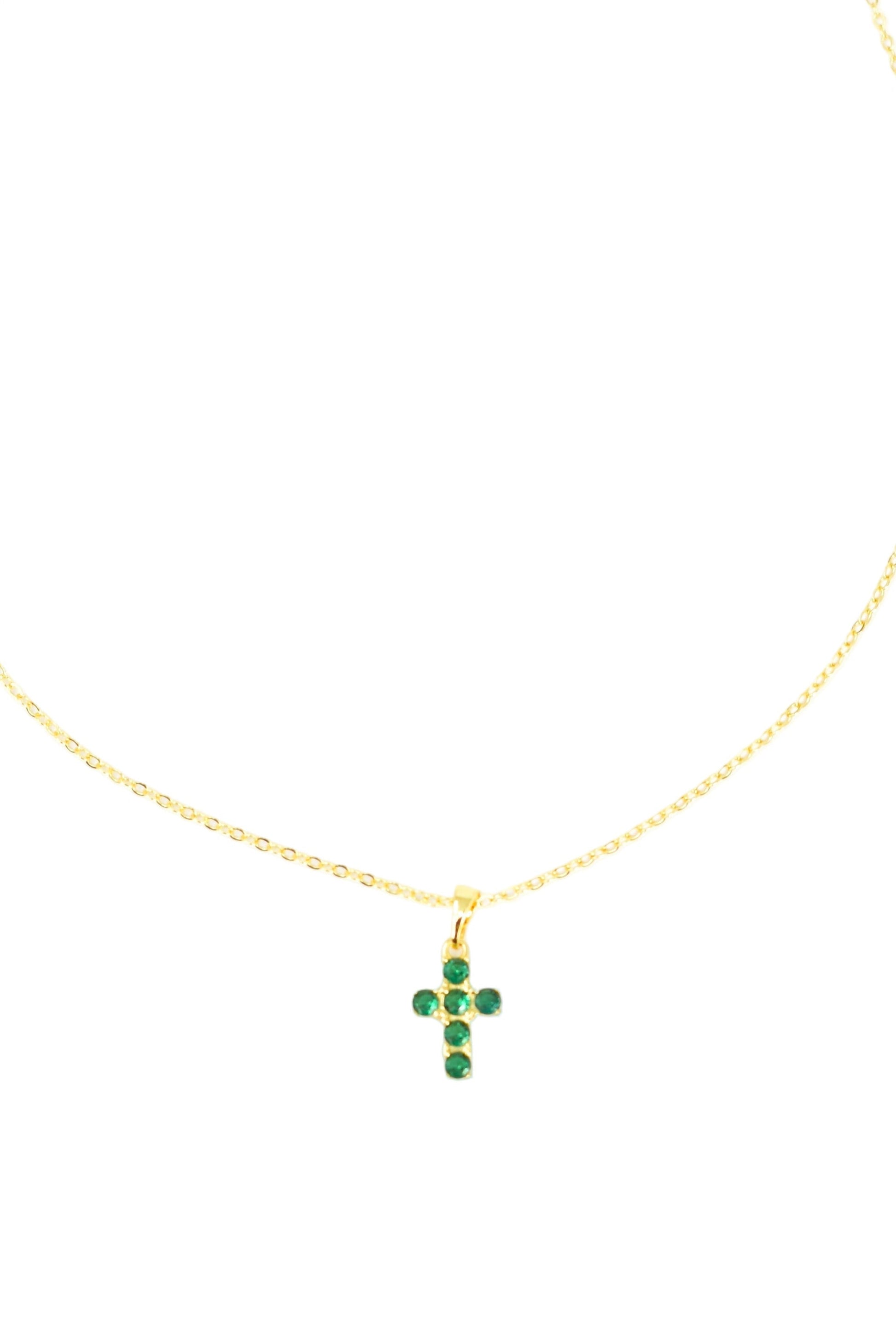 Dainty Crystal Cross Necklace necklace grace 