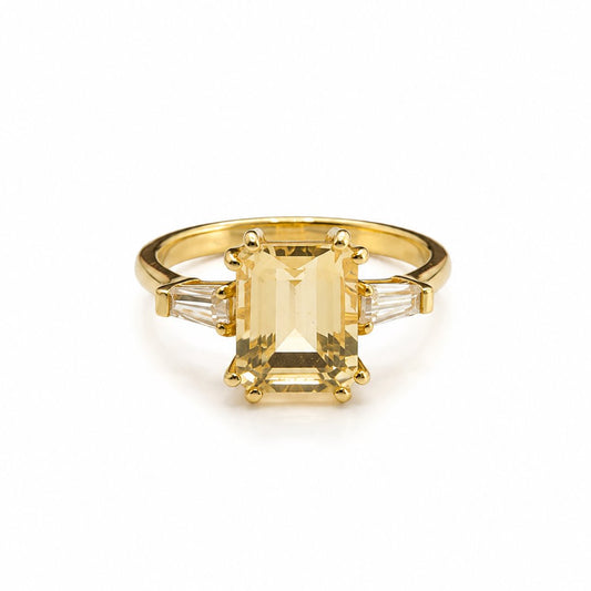 Emerald Cut Citrine Ring Rings Sis Kiss 