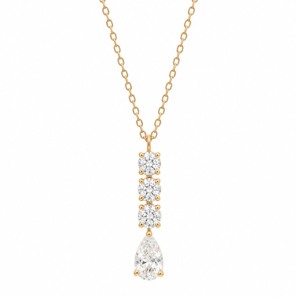 Triple Crystal Drop Necklace necklace Crystal 