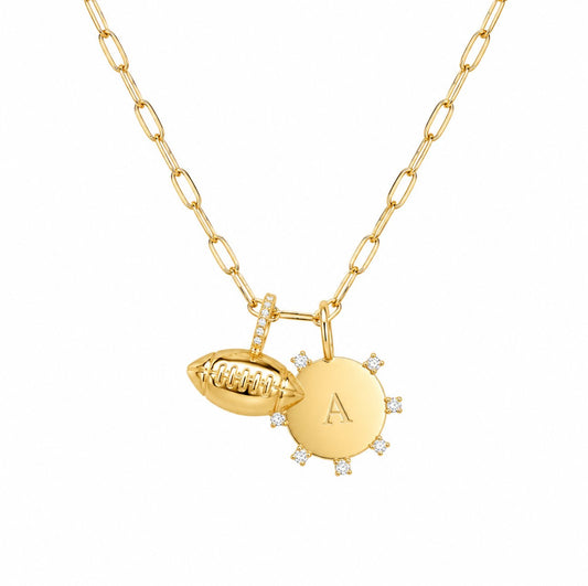 Football Initial Charm Necklace Necklaces Joyce 