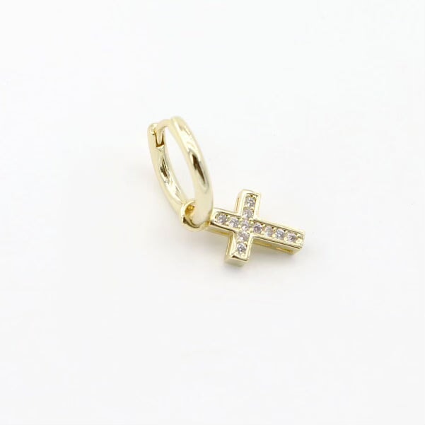 Choose Your Charms Huggie Crystal Cross Charm Earrings Saida 