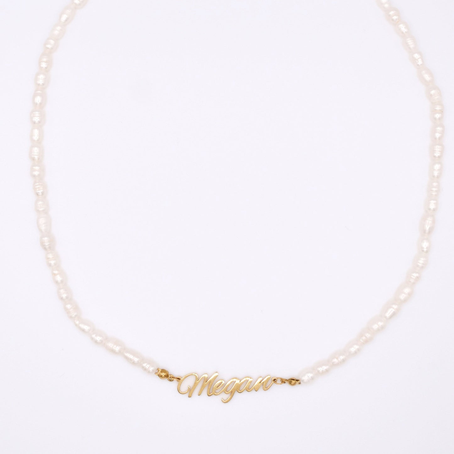 Custom Classic Pearl Nameplate Necklace necklace Rena