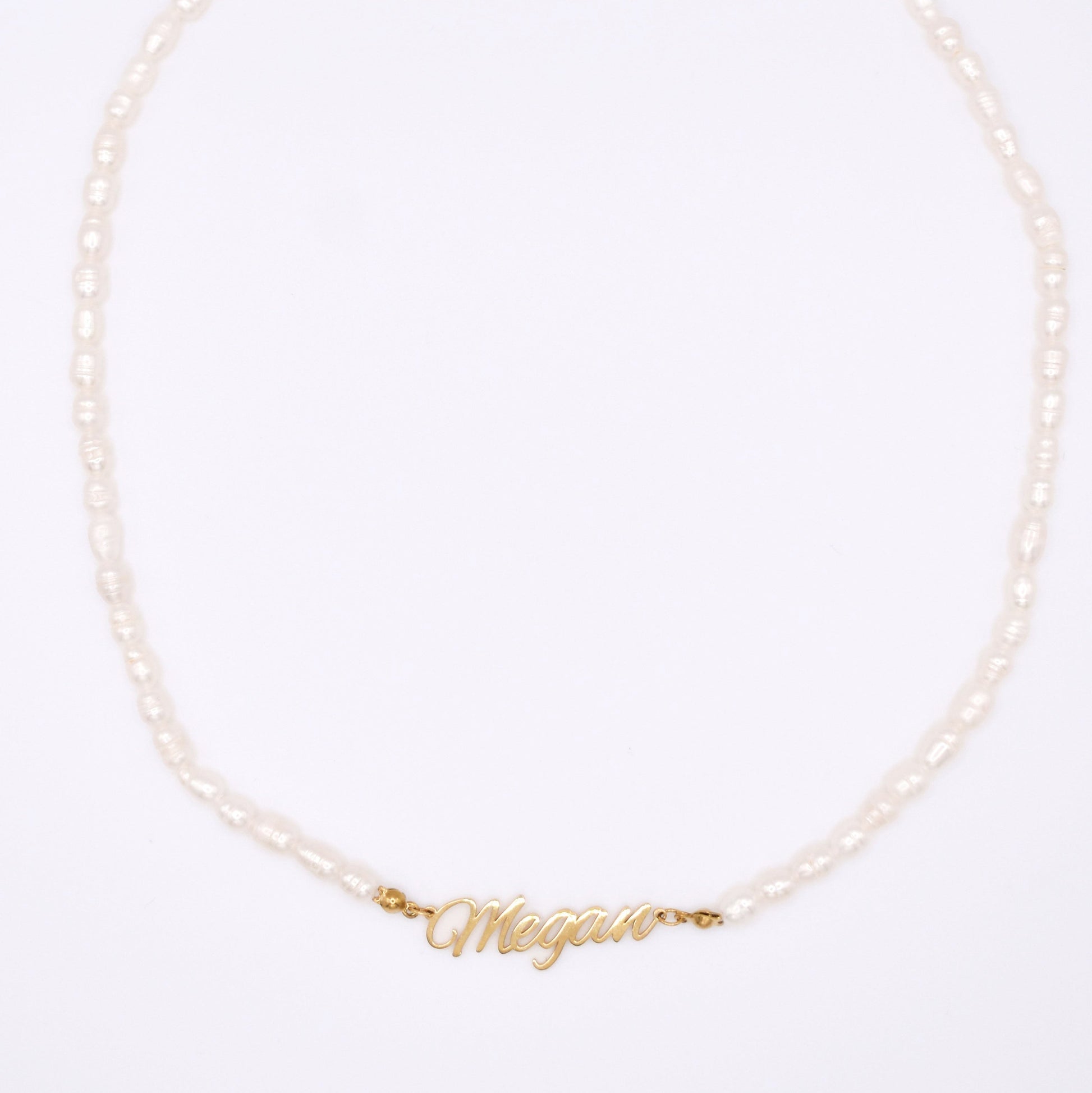 Custom Classic Pearl Nameplate Necklace necklace Rena