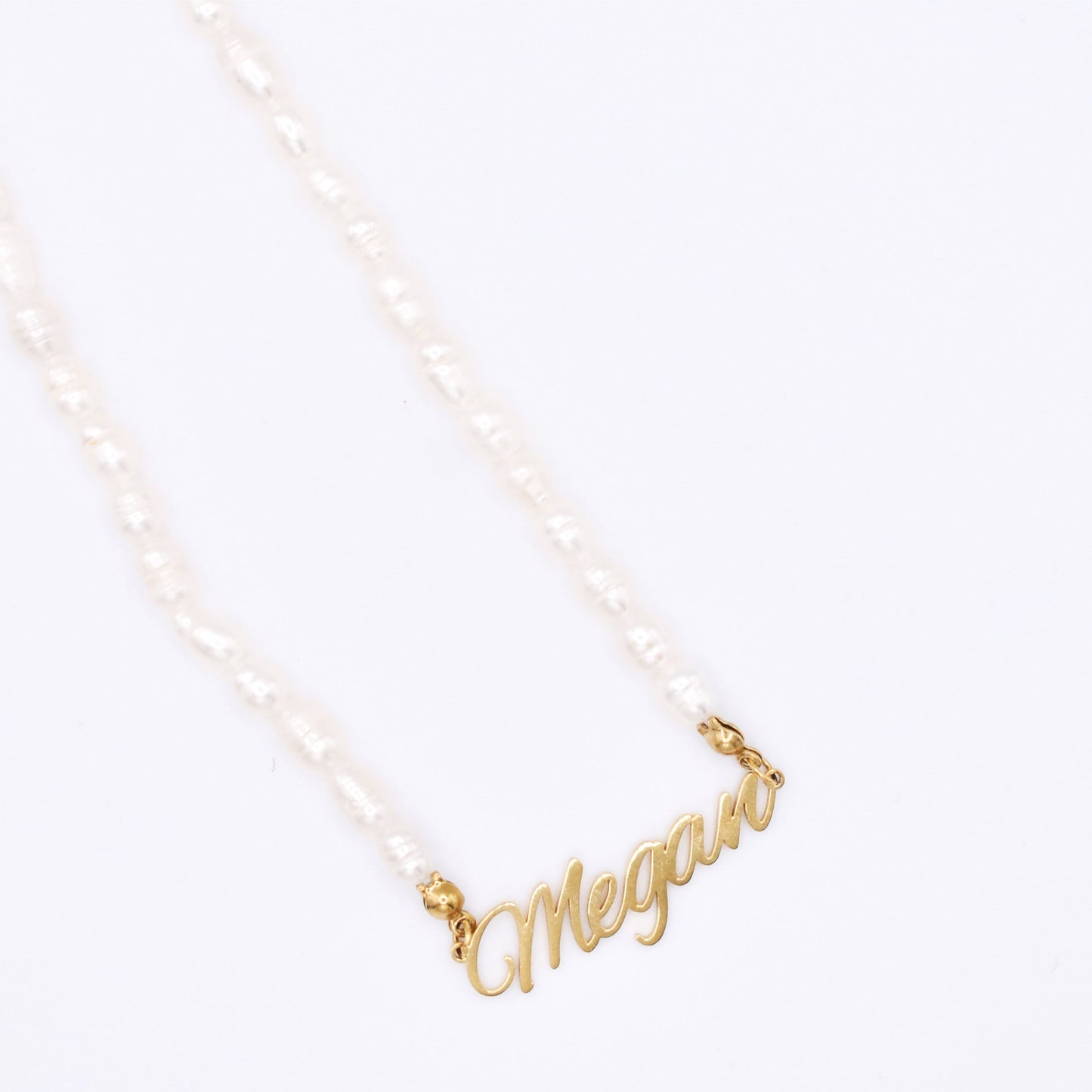 Custom Classic Pearl Nameplate Necklace necklace Rena
