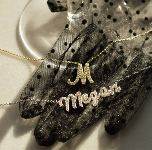 Custom Crystal Script Necklace Set Necklaces Bob 