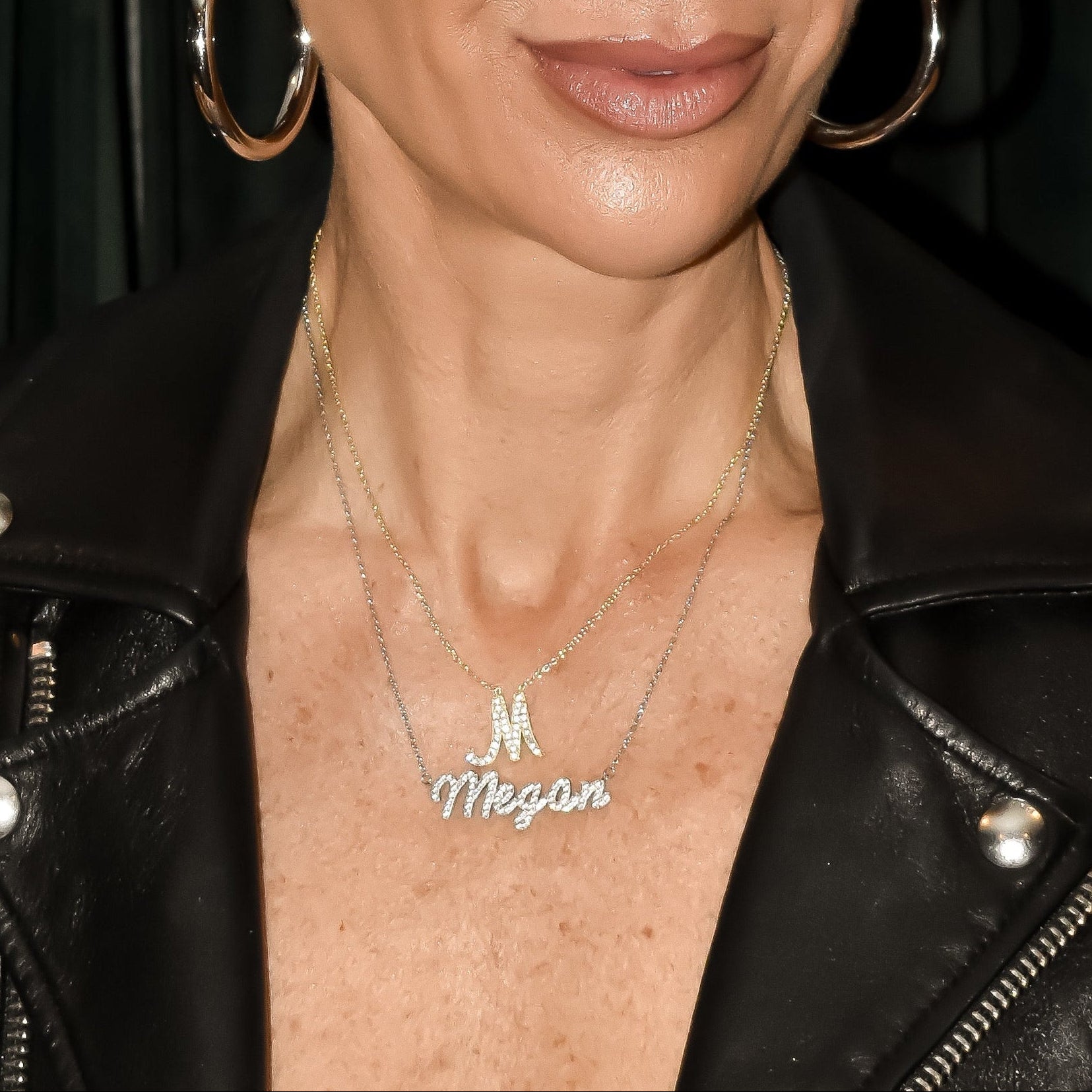 Custom Crystal Script Nameplate Necklace necklace