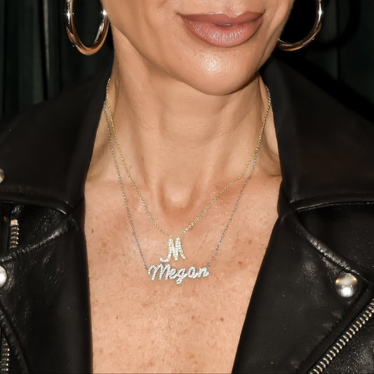 Custom Crystal Script Nameplate Necklace necklace