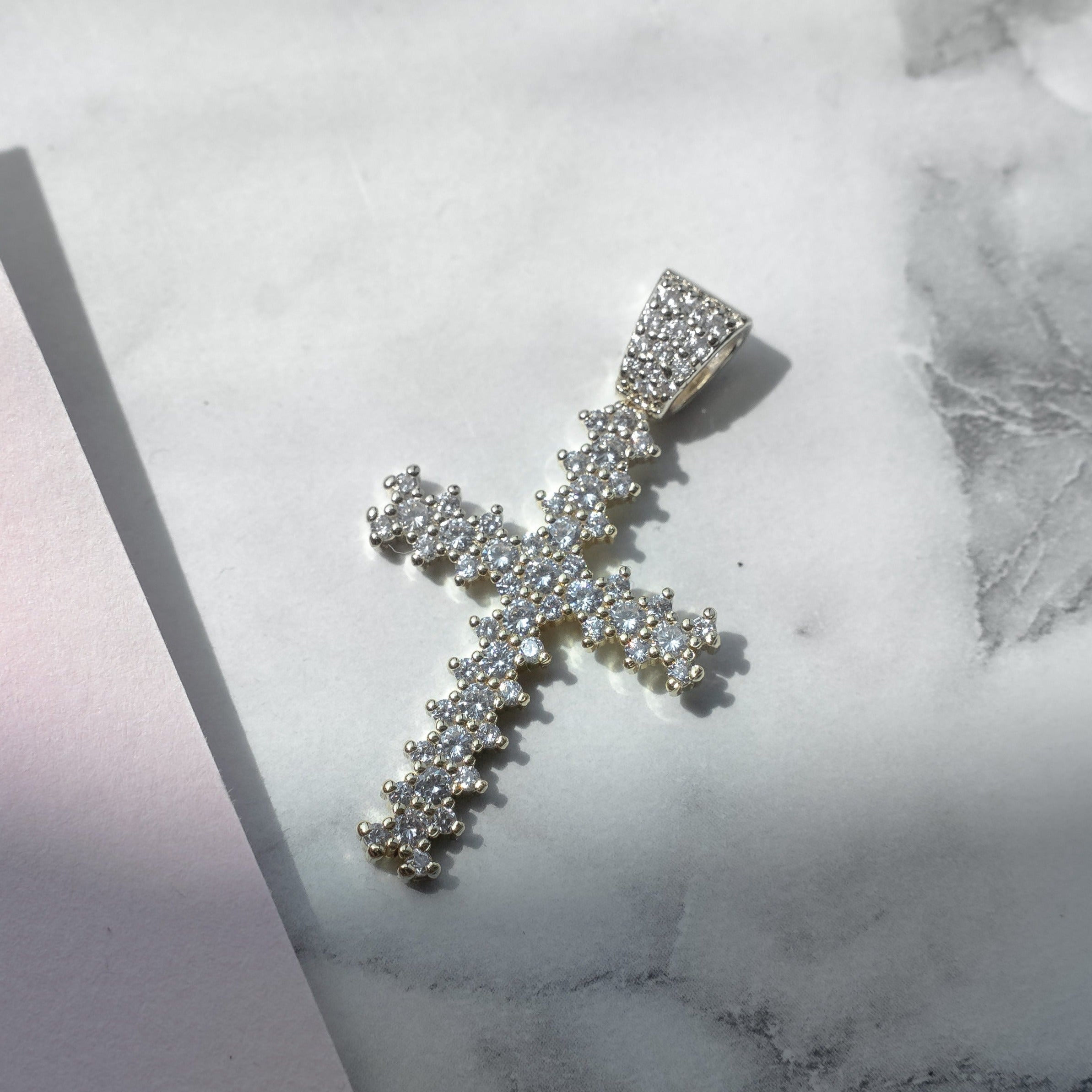 Multicolor Crystal Cross Pendant with Sterling Silver - Ghirelli Rosaries
