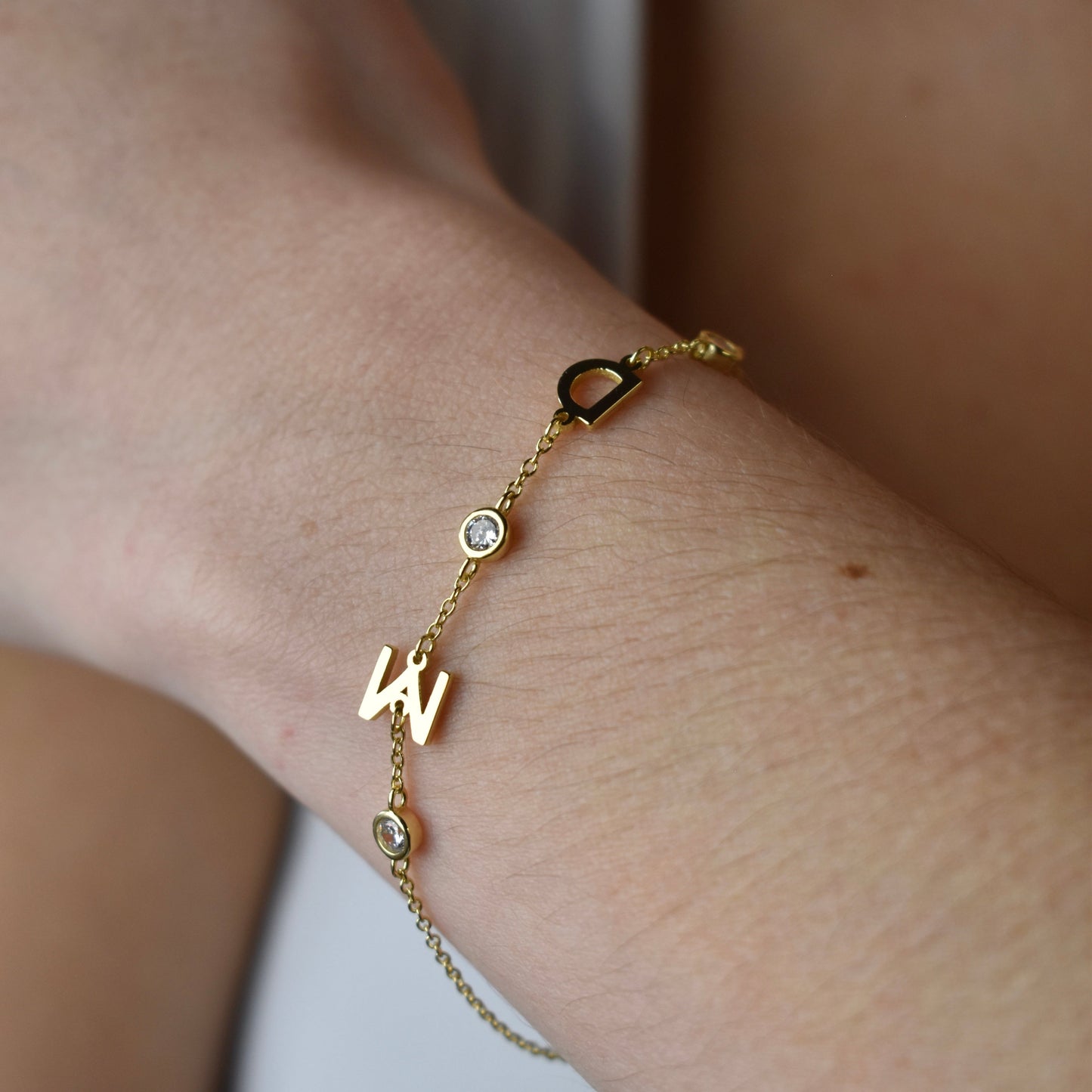 Custom Initial Bracelet with Crystals Bracelets Bob 