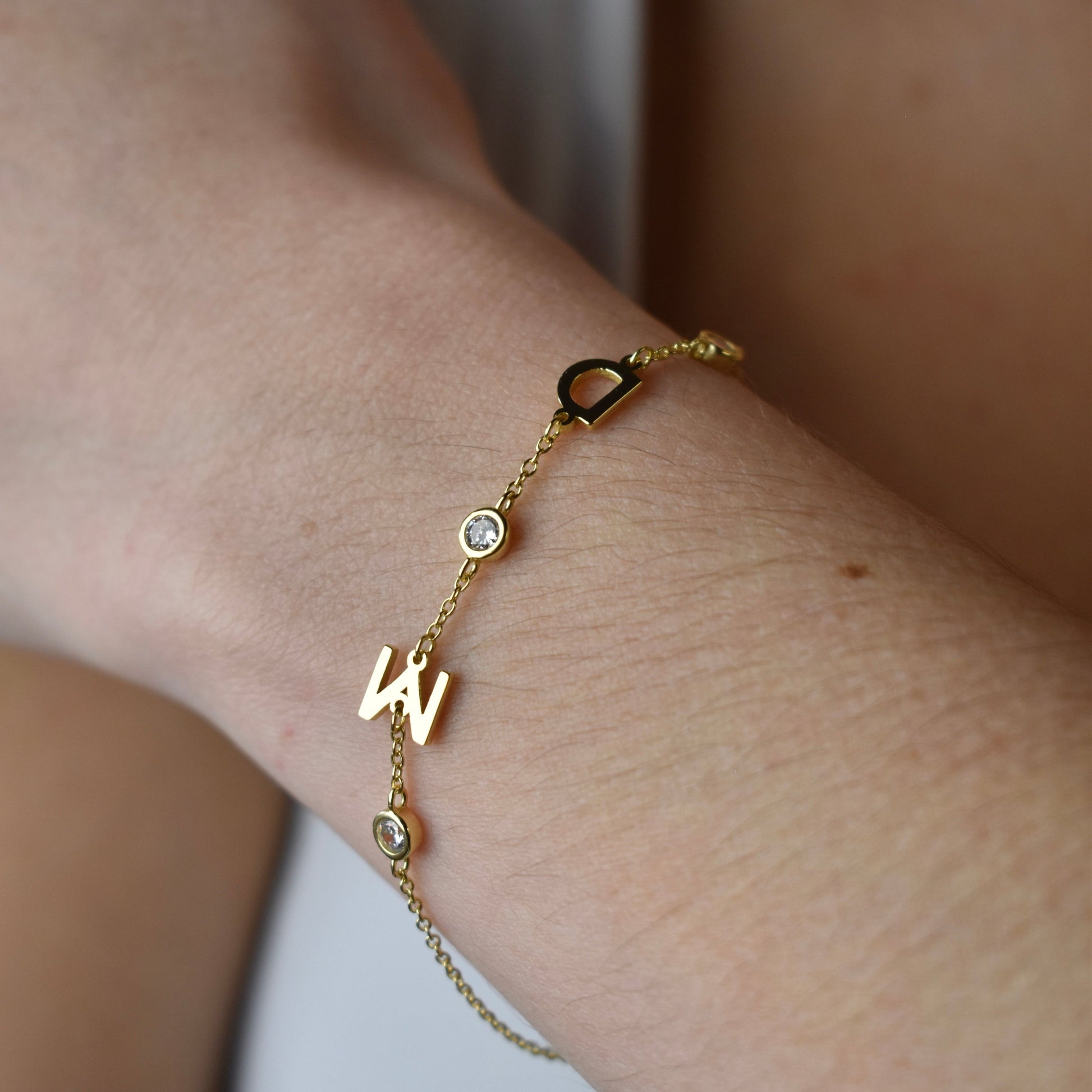 Custom Initial Bracelet with Crystals Bracelets Bob 