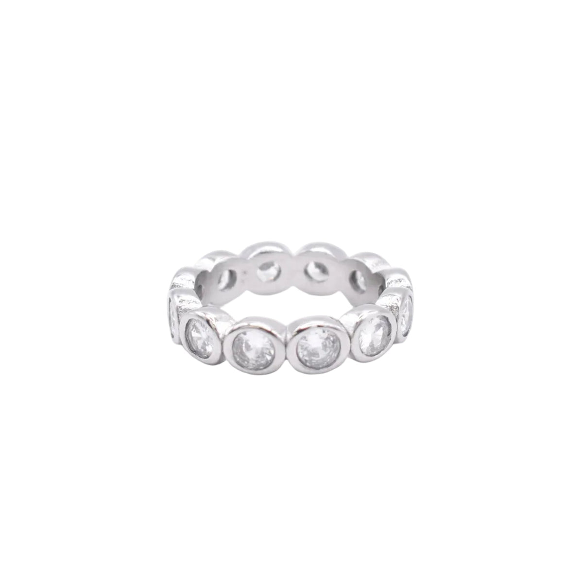Bezel Eternity Band Rings Crystal 