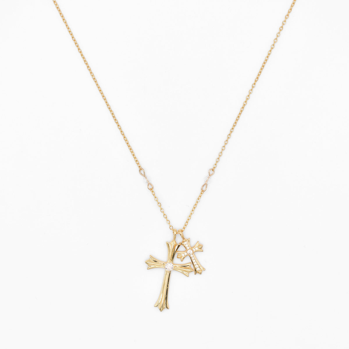 Double Cross Charm Necklace Sis Kiss 