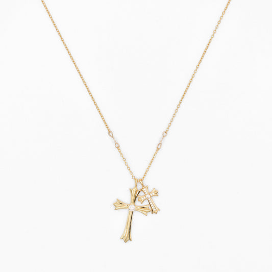 Double Cross Charm Necklace Sis Kiss 