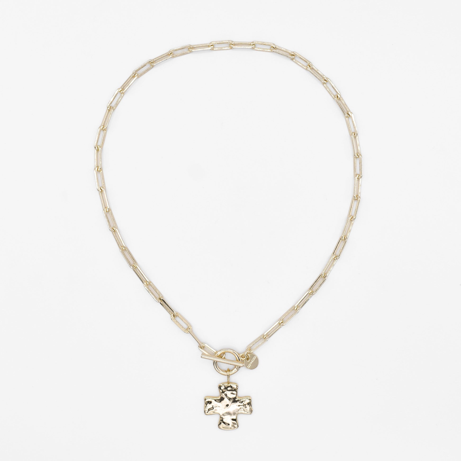 Hammered Cross Charm Necklace Necklaces Sis Kiss 
