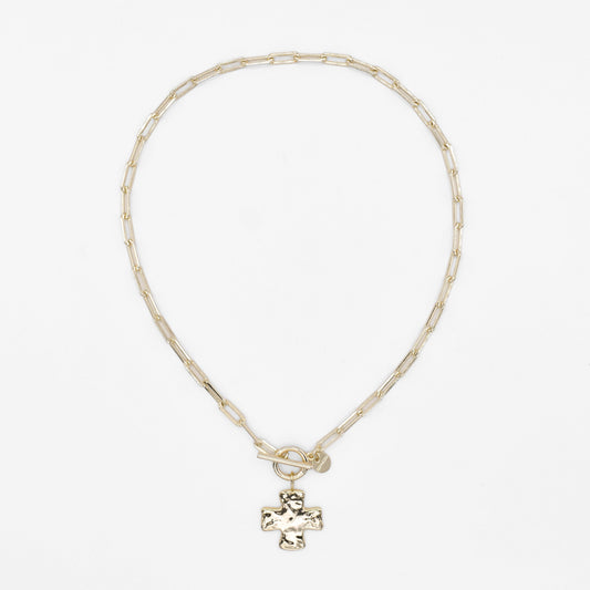 Hammered Cross Charm Necklace Necklaces Sis Kiss 