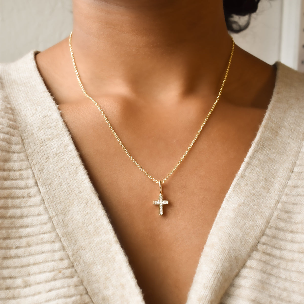 Crystal Cross Charm Necklace necklace Joyce 