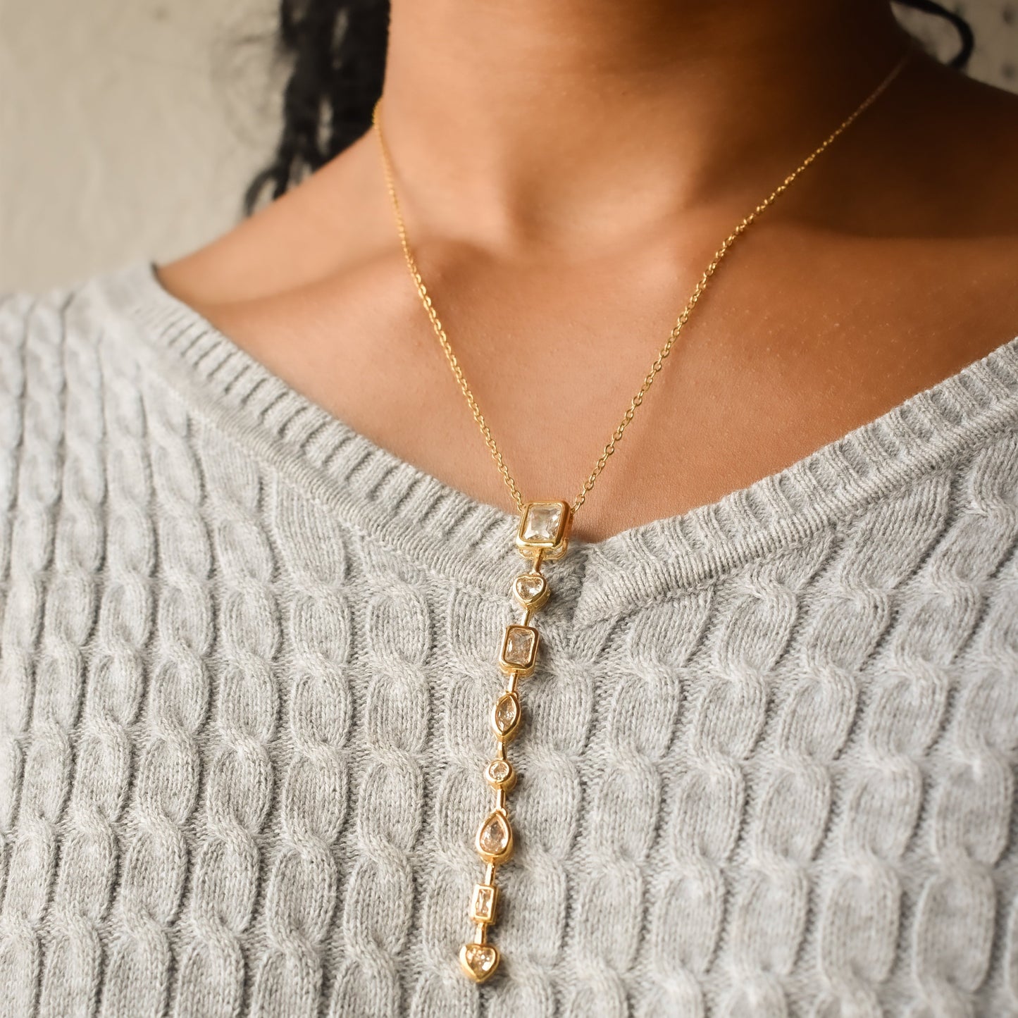 Crystal Drop Lariat Necklaces Sis Kiss 