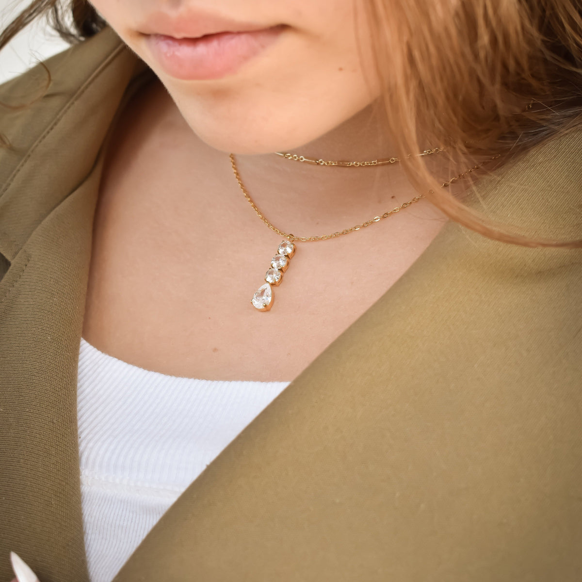 Triple Crystal Drop Necklace necklace Crystal 