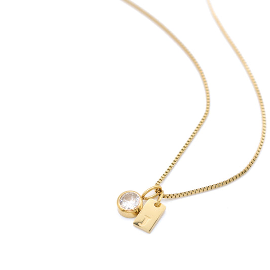 Custom Birthstone Initial Necklace Sis Kiss 