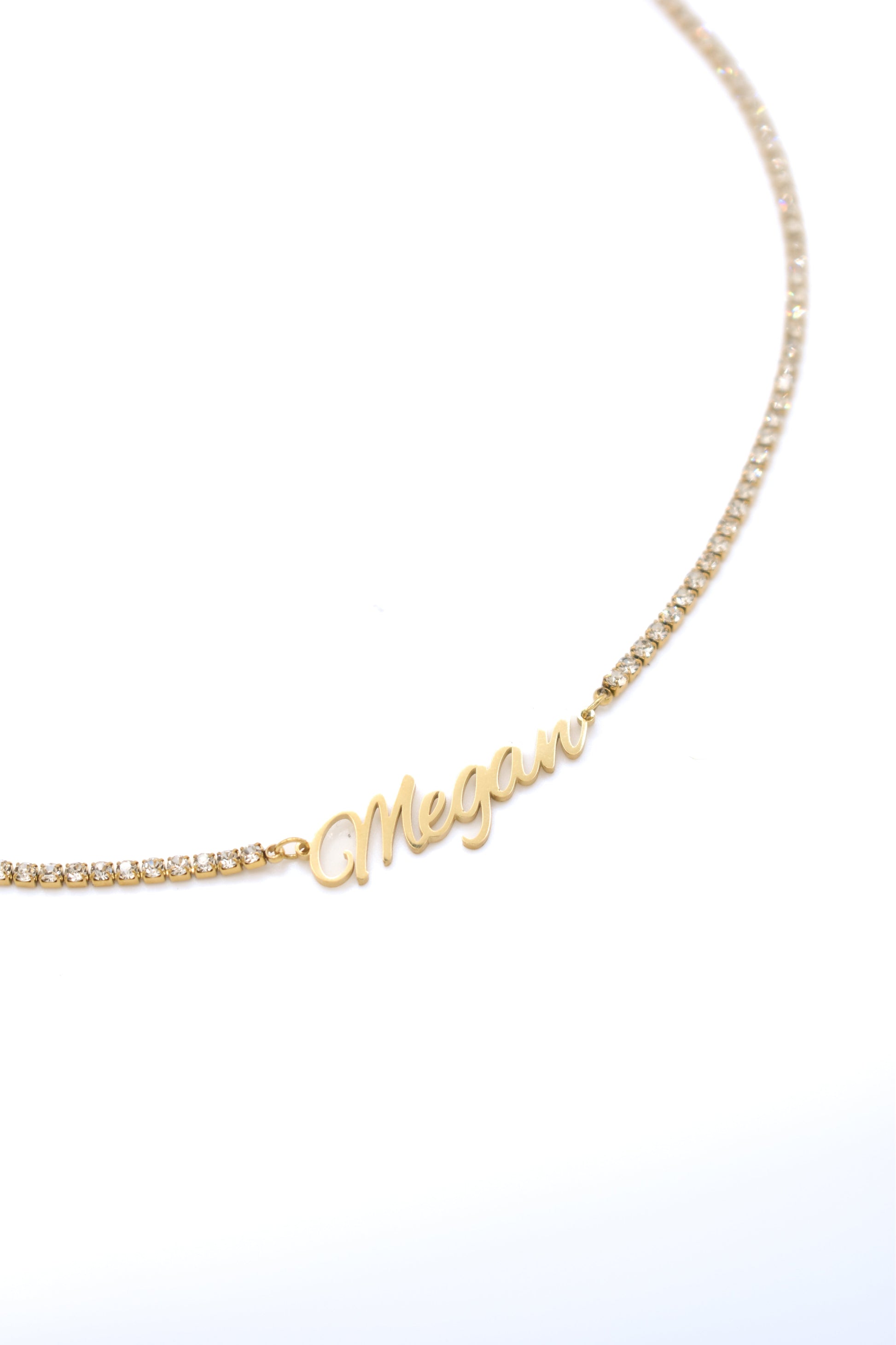 Custom Classic Rhinestone Nameplate Necklace necklace Rena