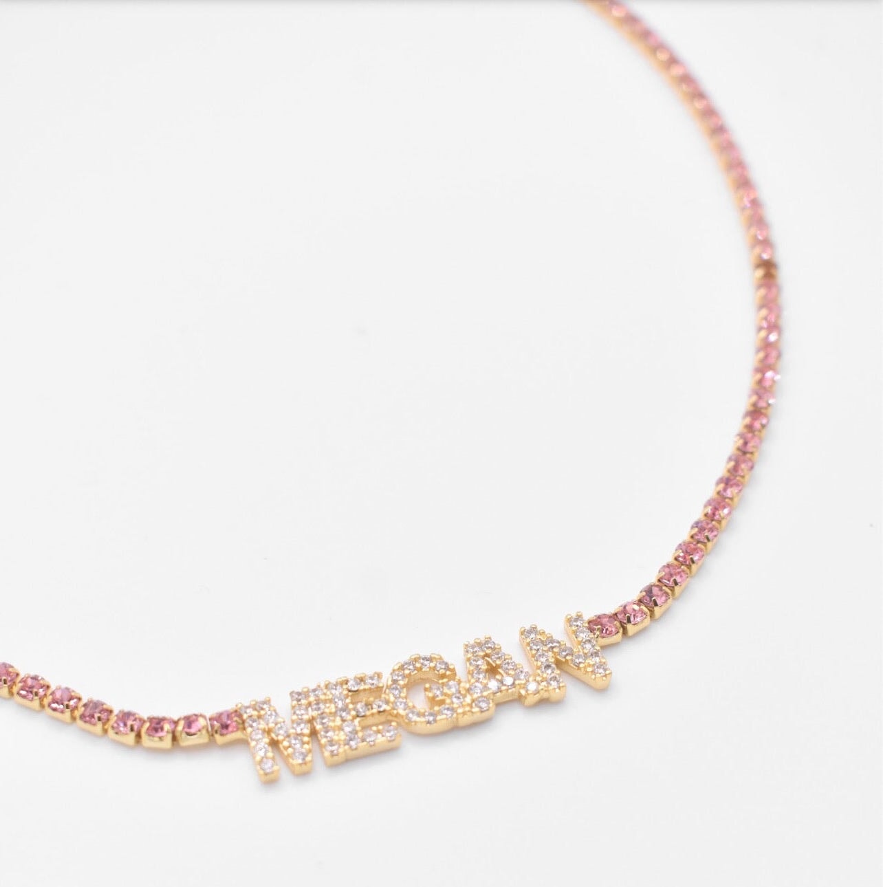 Customized Tennis Chain Nameplate Necklace JEWELRY Joyce 