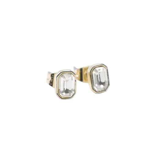 Bezel Set Solitaire Earring- Emerald Cut Earrings Joyce 