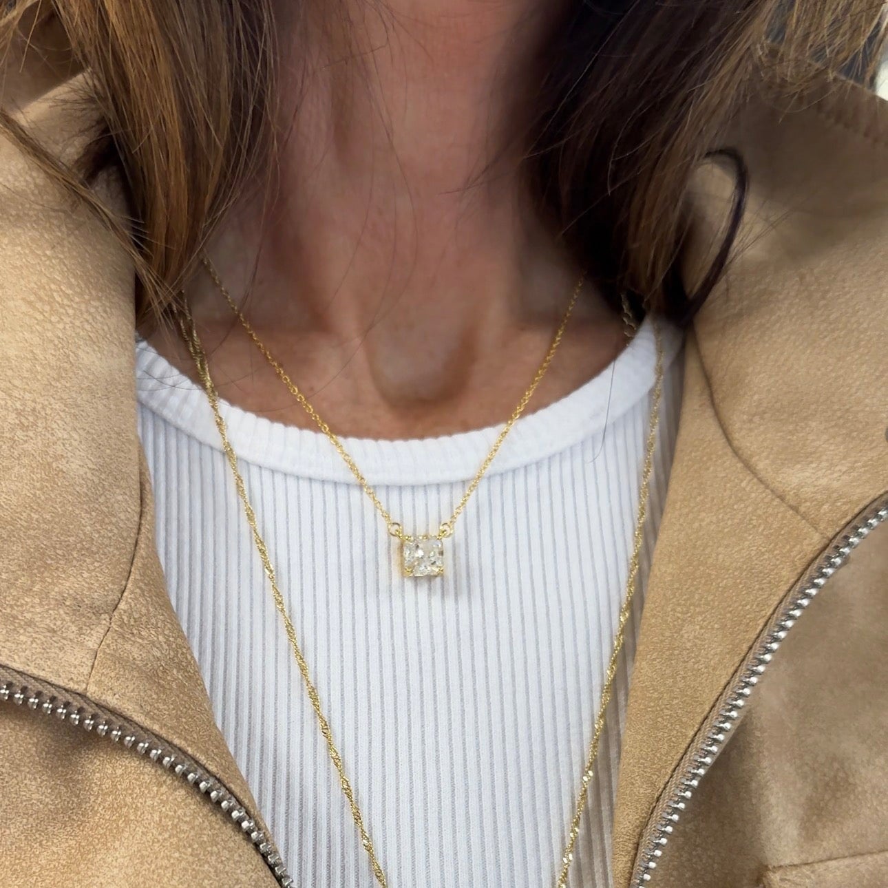 Square Solitaire Pendant Necklace Necklaces grace 