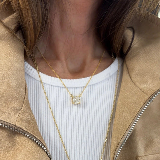 Square Solitaire Pendant Necklace Necklaces grace 