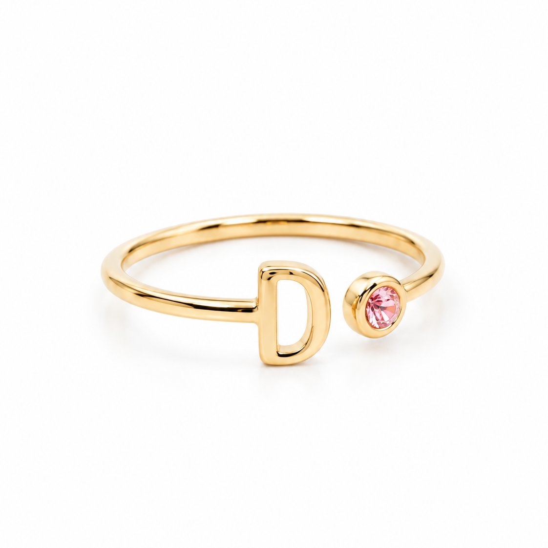 Custom Adjustable Initial Birthstone Ring Rings Sis Kiss 