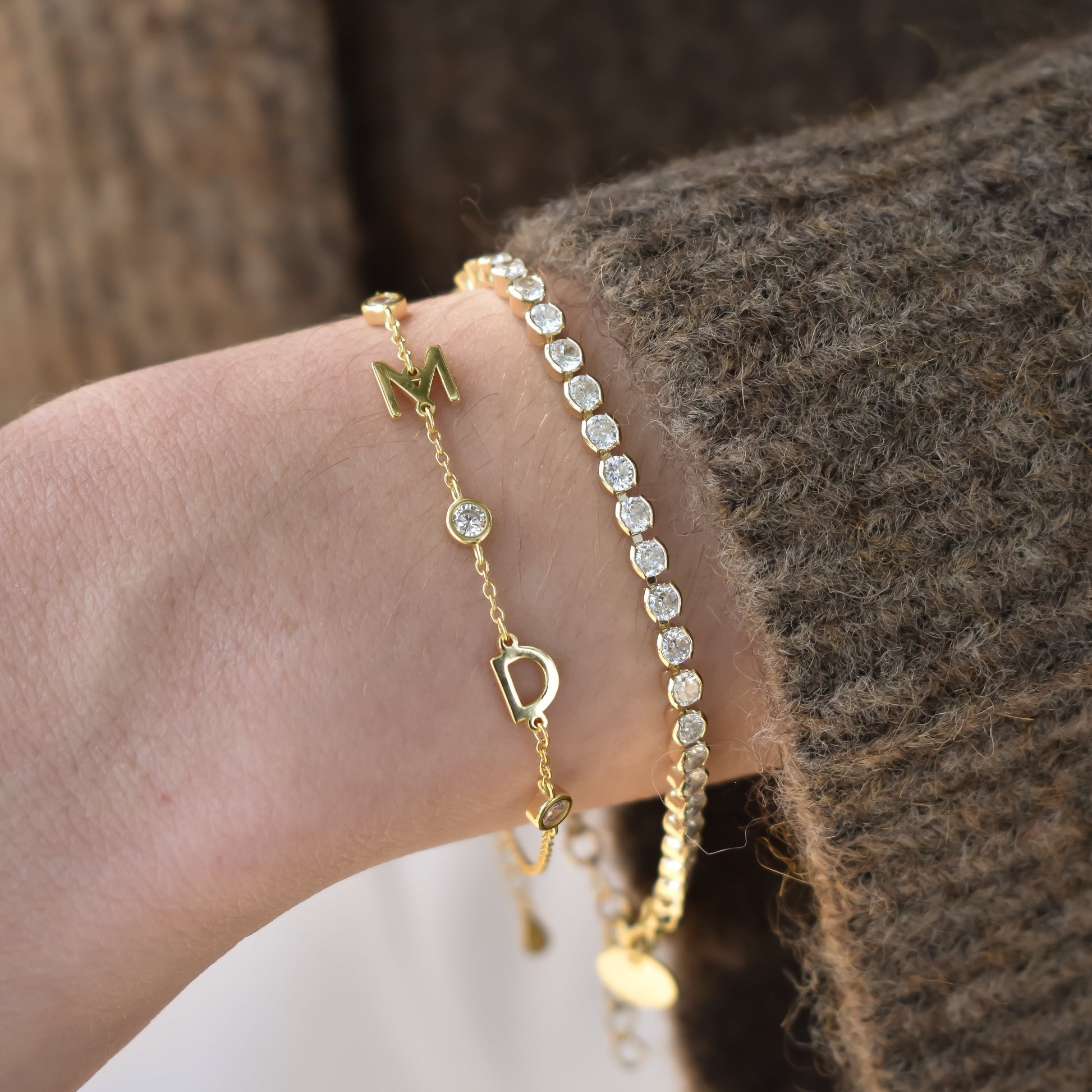 Custom Initial Bracelet with Crystals Bracelets Bob 