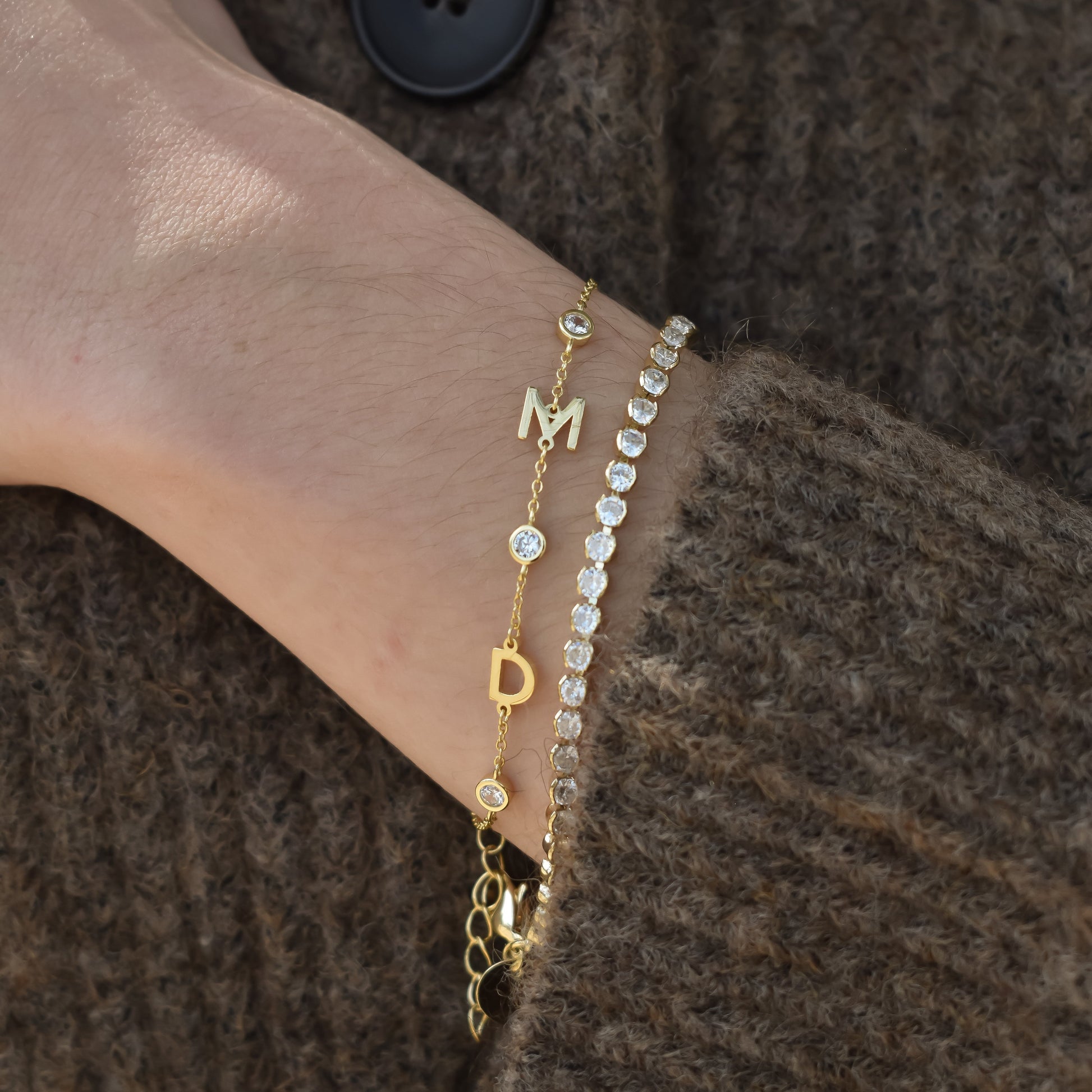 Custom Initial Bracelet with Crystals Bracelets Bob 