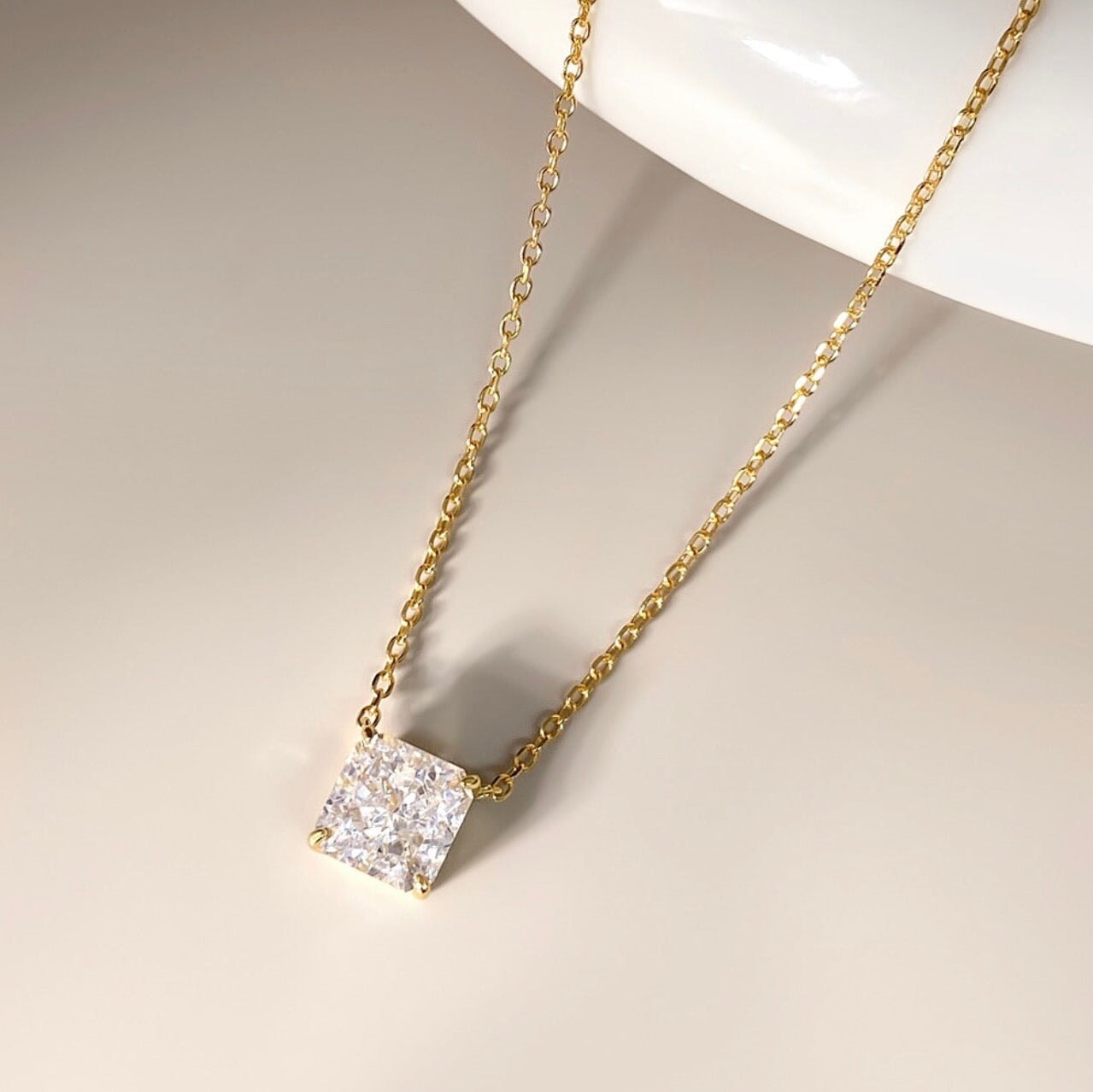 Square Solitaire Pendant Necklace Necklaces grace 