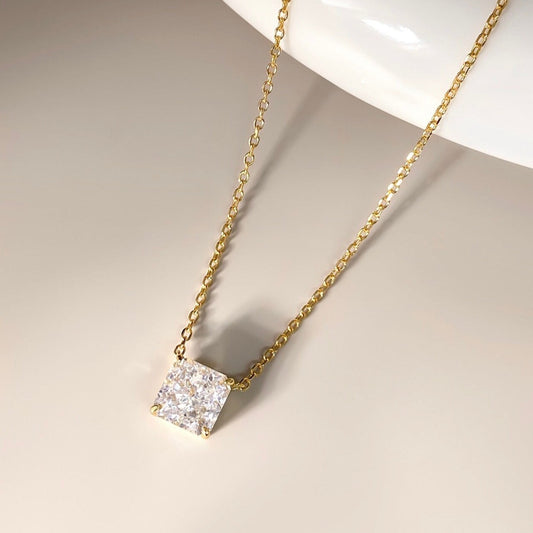 Square Solitaire Pendant Necklace Necklaces grace 