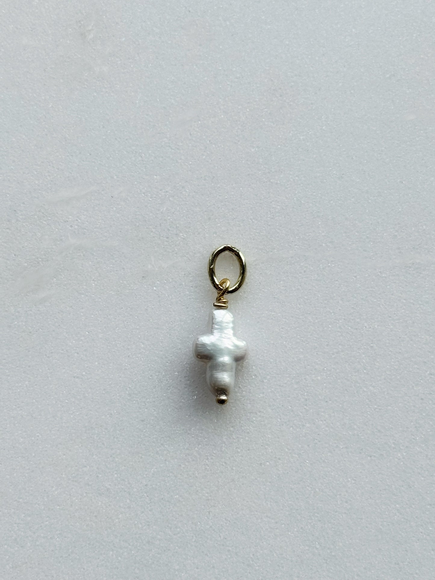 Natural Pearl Cross Charm Charms & Pendants Bob 