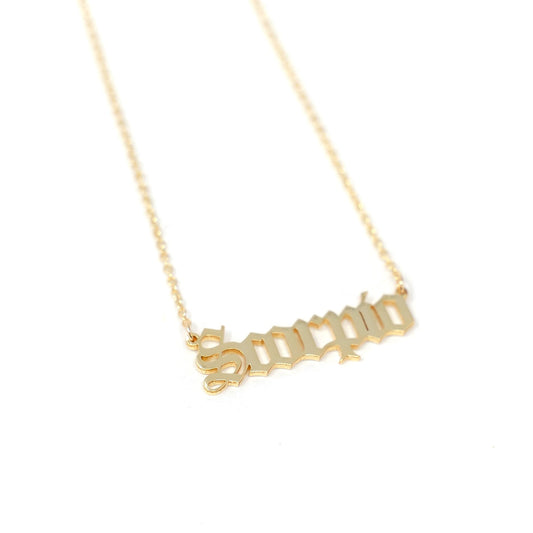 Zodiac Nameplate Necklaces JEWELRY The Sis Kiss 