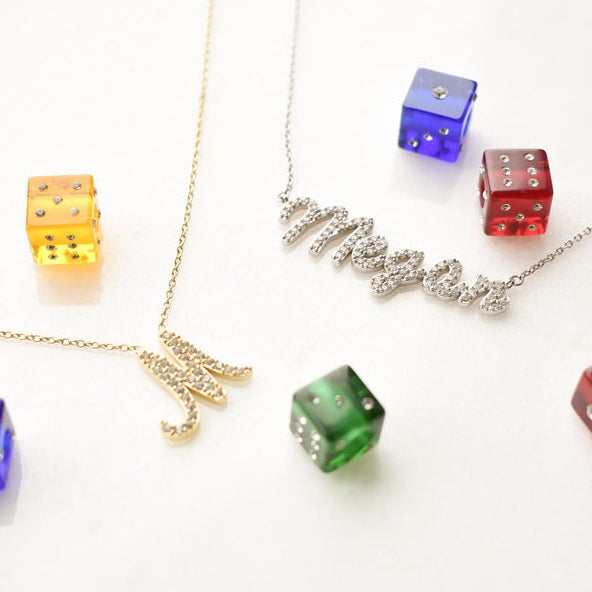 Custom Crystal Script Necklace Set Necklaces Bob 