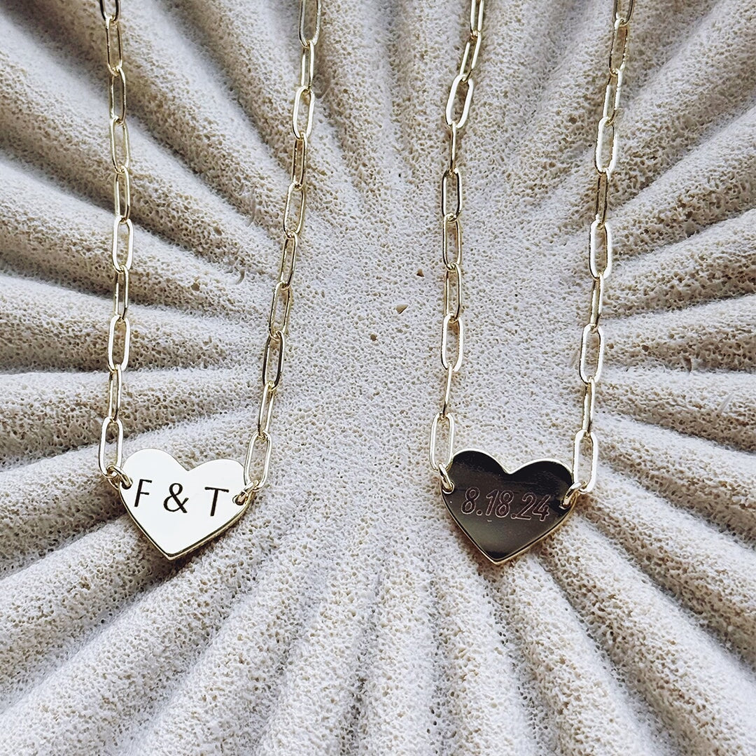 Custom Engraved Heart Paperclip Necklace Necklaces Joyce 