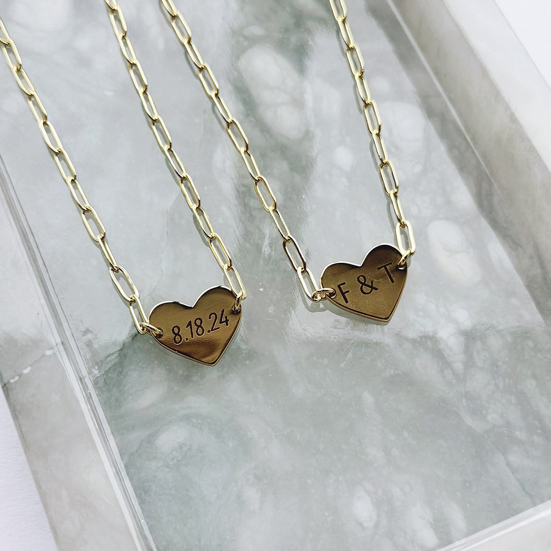 Custom Engraved Heart Paperclip Necklace Necklaces Joyce 