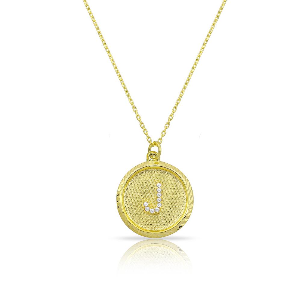 Custom Forever Initial Pendants JEWELRY The Sis Kiss Circle Gold with Crystal Initial