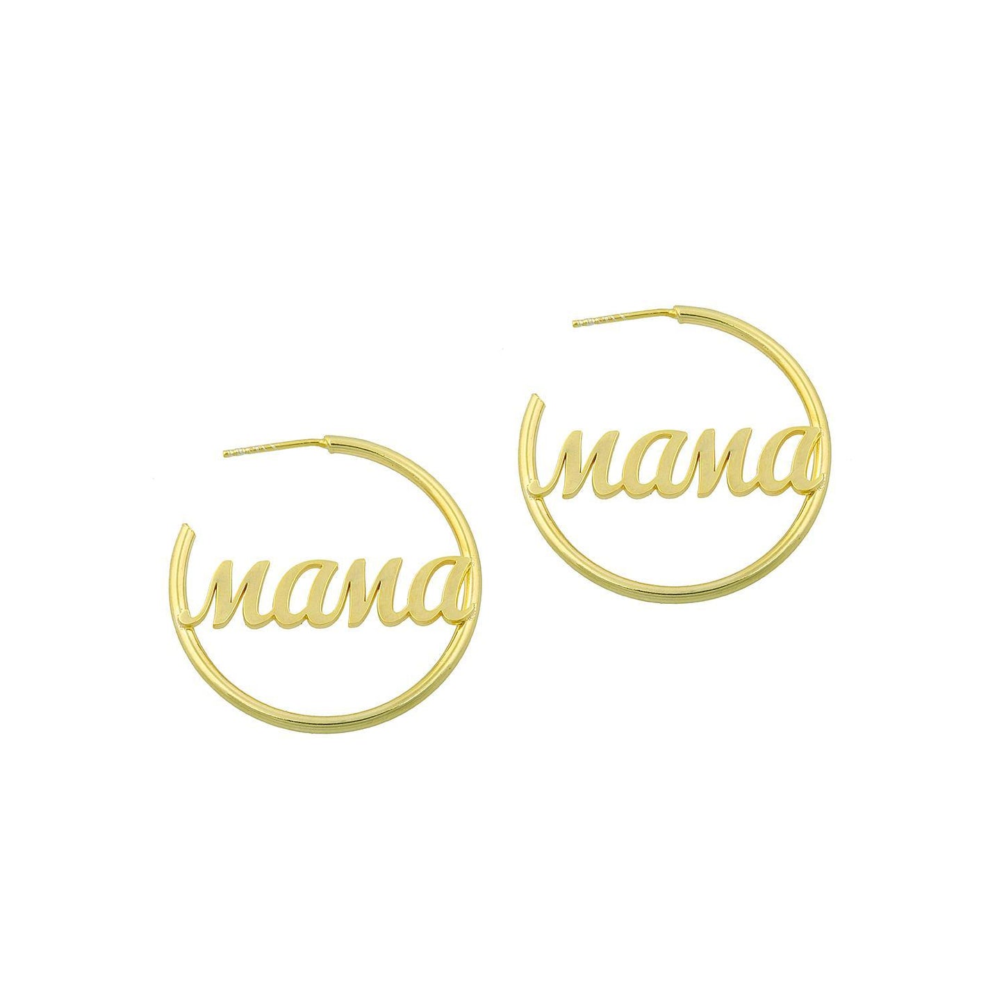 Mama Graphic Script Hoop Earrings ACCESSORY The Sis Kiss