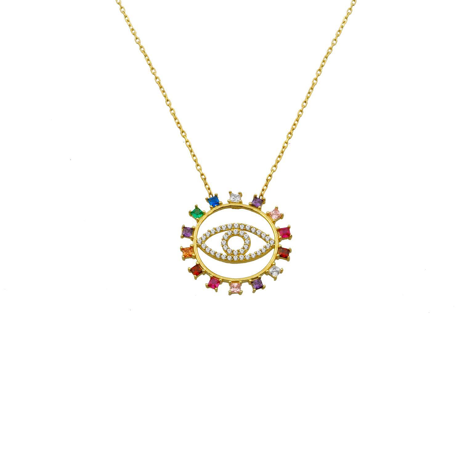 Rainbow with Clear Crystal Evil Eye JEWELRY The Sis Kiss