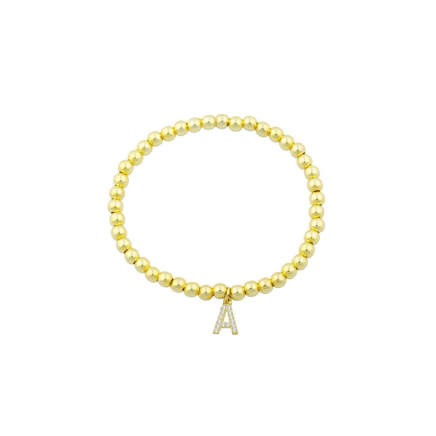 Classic Beaded Initial Bracelet JEWELRY The Sis Kiss Gold A
