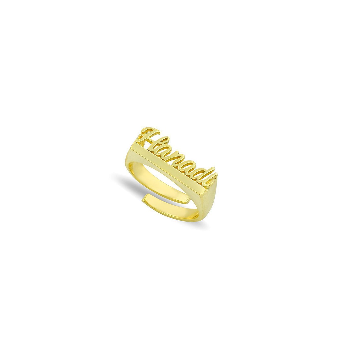 Custom Script Adjustable Ring JEWELRY The Sis Kiss Gold