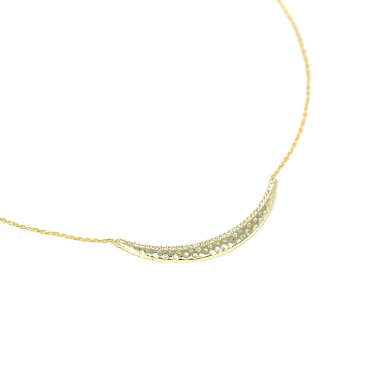 Crystal and Gold Curved Bar Necklace necklace The Sis Kiss