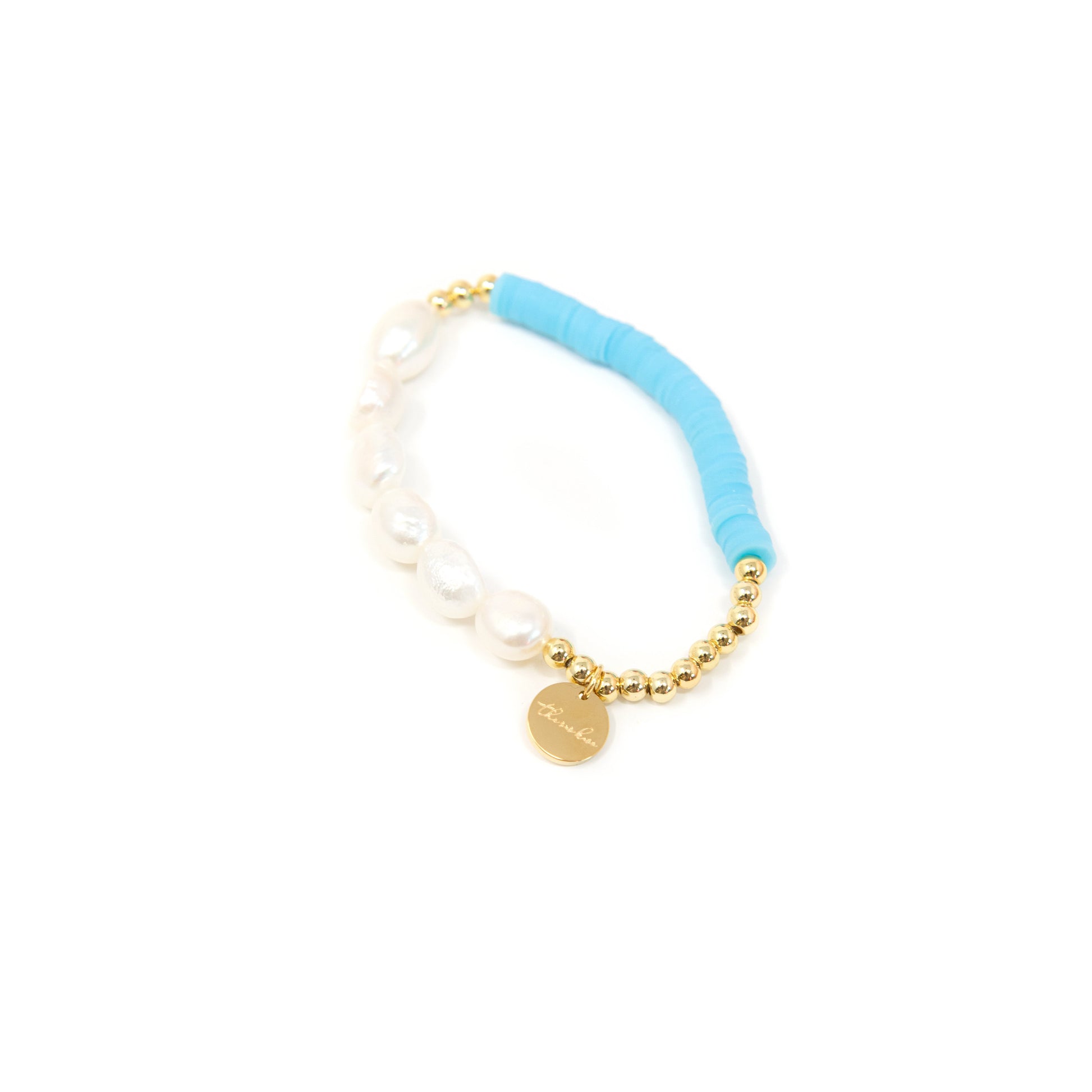Pearl and Clay Disk Bracelets JEWELRY The Sis Kiss Blue