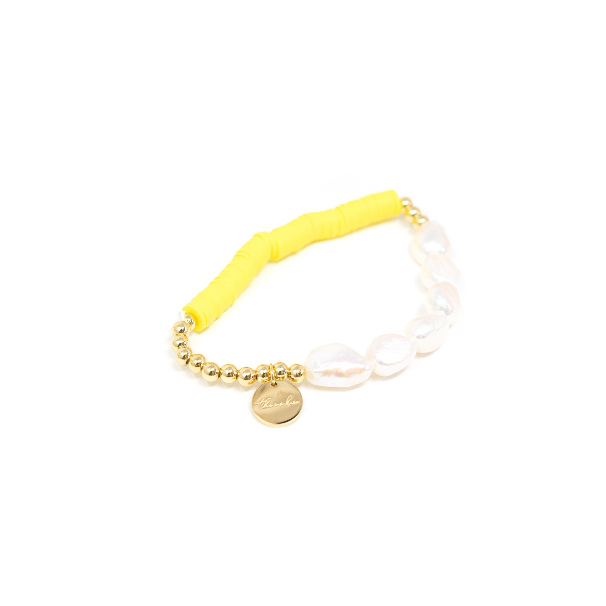 Pearl and Clay Disk Bracelets JEWELRY The Sis Kiss Yellow