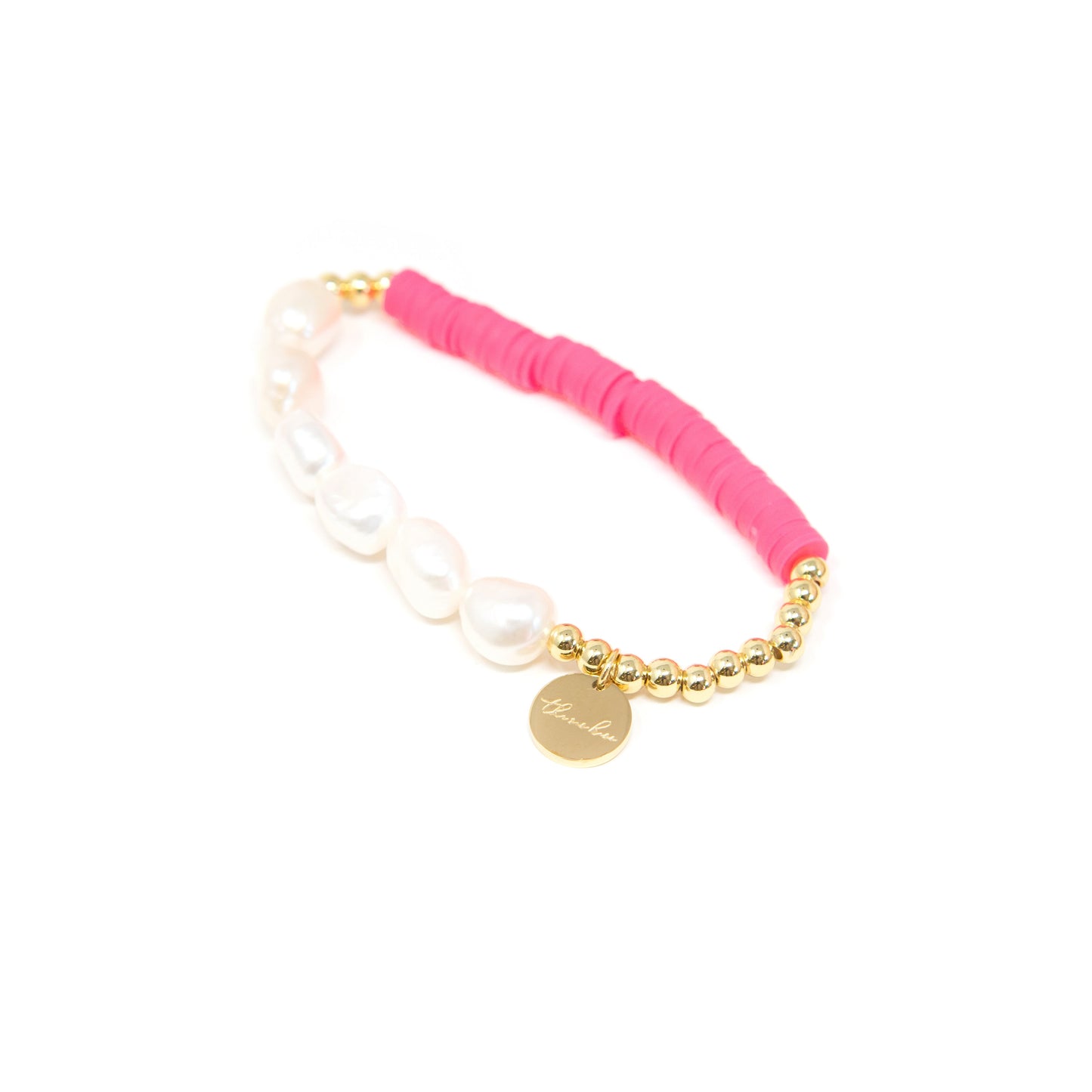 Pearl and Clay Disk Bracelets JEWELRY The Sis Kiss Pink